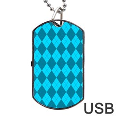 Plaid Pattern Dog Tag Usb Flash (one Side) by Valentinaart