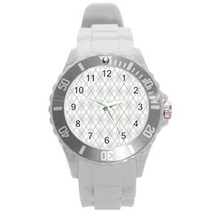 Plaid pattern Round Plastic Sport Watch (L)