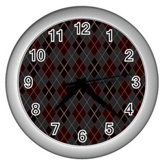 Plaid Pattern Wall Clocks (silver)  by Valentinaart