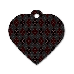 Plaid Pattern Dog Tag Heart (one Side) by Valentinaart