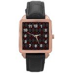 Plaid pattern Rose Gold Leather Watch  Front