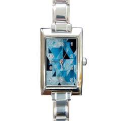 Plane And Solid Geometry Charming Plaid Triangle Blue Black Rectangle Italian Charm Watch