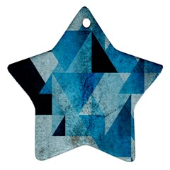 Plane And Solid Geometry Charming Plaid Triangle Blue Black Ornament (star) by Mariart