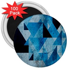 Plane And Solid Geometry Charming Plaid Triangle Blue Black 3  Magnets (100 Pack) by Mariart