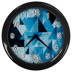 Plane And Solid Geometry Charming Plaid Triangle Blue Black Wall Clocks (black) by Mariart