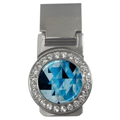 Plane And Solid Geometry Charming Plaid Triangle Blue Black Money Clips (cz)  by Mariart