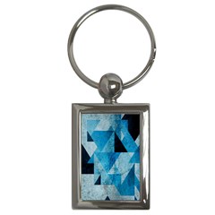 Plane And Solid Geometry Charming Plaid Triangle Blue Black Key Chains (rectangle)  by Mariart