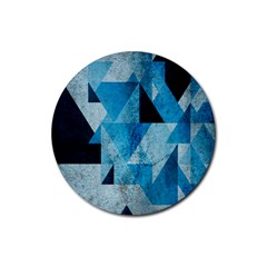 Plane And Solid Geometry Charming Plaid Triangle Blue Black Rubber Round Coaster (4 Pack)  by Mariart