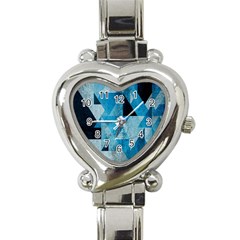 Plane And Solid Geometry Charming Plaid Triangle Blue Black Heart Italian Charm Watch by Mariart