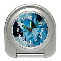 Plane And Solid Geometry Charming Plaid Triangle Blue Black Travel Alarm Clocks by Mariart