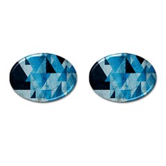 Plane And Solid Geometry Charming Plaid Triangle Blue Black Cufflinks (oval) by Mariart