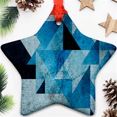 Plane And Solid Geometry Charming Plaid Triangle Blue Black Star Ornament (two Sides) by Mariart