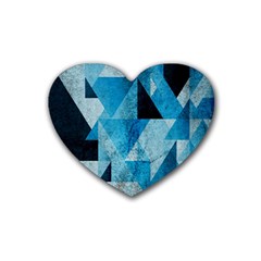 Plane And Solid Geometry Charming Plaid Triangle Blue Black Rubber Coaster (heart)  by Mariart