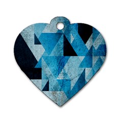 Plane And Solid Geometry Charming Plaid Triangle Blue Black Dog Tag Heart (one Side) by Mariart