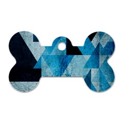 Plane And Solid Geometry Charming Plaid Triangle Blue Black Dog Tag Bone (two Sides) by Mariart