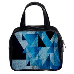 Plane And Solid Geometry Charming Plaid Triangle Blue Black Classic Handbags (2 Sides) by Mariart