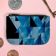 Plane And Solid Geometry Charming Plaid Triangle Blue Black Mini Coin Purses by Mariart