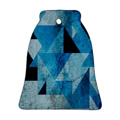 Plane And Solid Geometry Charming Plaid Triangle Blue Black Bell Ornament (two Sides) by Mariart