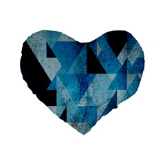 Plane And Solid Geometry Charming Plaid Triangle Blue Black Standard 16  Premium Heart Shape Cushions by Mariart