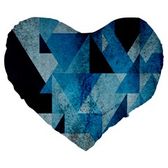 Plane And Solid Geometry Charming Plaid Triangle Blue Black Large 19  Premium Heart Shape Cushions by Mariart