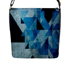 Plane And Solid Geometry Charming Plaid Triangle Blue Black Flap Messenger Bag (l)  by Mariart