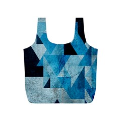 Plane And Solid Geometry Charming Plaid Triangle Blue Black Full Print Recycle Bags (s)  by Mariart