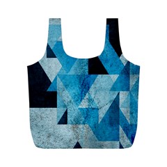 Plane And Solid Geometry Charming Plaid Triangle Blue Black Full Print Recycle Bags (m)  by Mariart