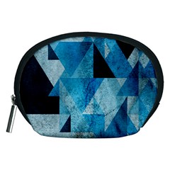 Plane And Solid Geometry Charming Plaid Triangle Blue Black Accessory Pouches (medium)  by Mariart