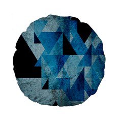 Plane And Solid Geometry Charming Plaid Triangle Blue Black Standard 15  Premium Flano Round Cushions by Mariart