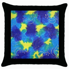 Mulberry Paper Gift Moon Star Throw Pillow Case (black) by Mariart