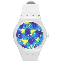 Mulberry Paper Gift Moon Star Round Plastic Sport Watch (m) by Mariart