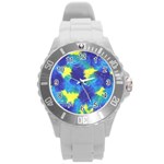 Mulberry Paper Gift Moon Star Round Plastic Sport Watch (L) Front