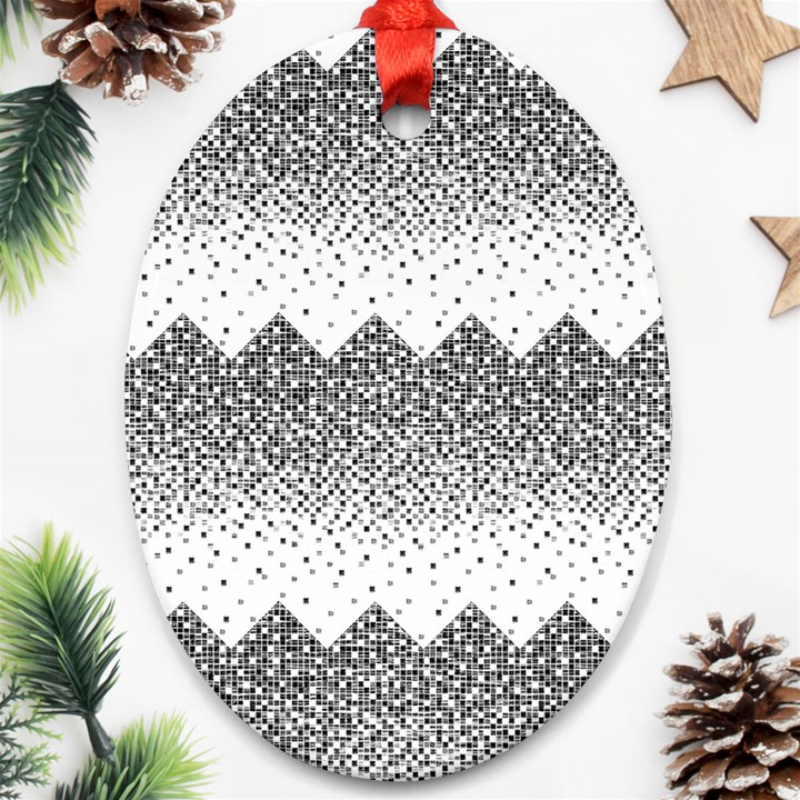 Original Plaid Chevron Wave Ornament (Oval)