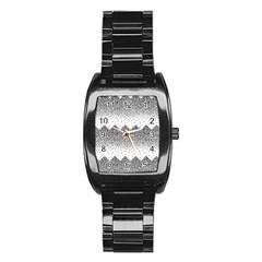 Original Plaid Chevron Wave Stainless Steel Barrel Watch by Mariart