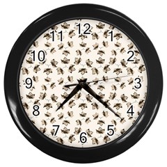 Autumn Leaves Motif Pattern Wall Clocks (black) by dflcprints