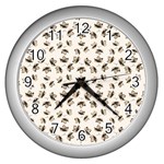 Autumn Leaves Motif Pattern Wall Clocks (Silver)  Front