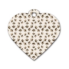 Autumn Leaves Motif Pattern Dog Tag Heart (one Side)