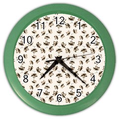 Autumn Leaves Motif Pattern Color Wall Clocks by dflcprints