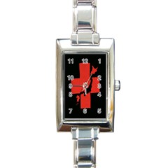 Sign Health Red Black Rectangle Italian Charm Watch by Mariart