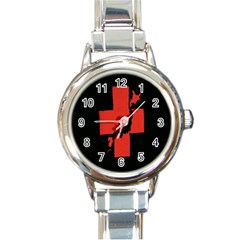 Sign Health Red Black Round Italian Charm Watch