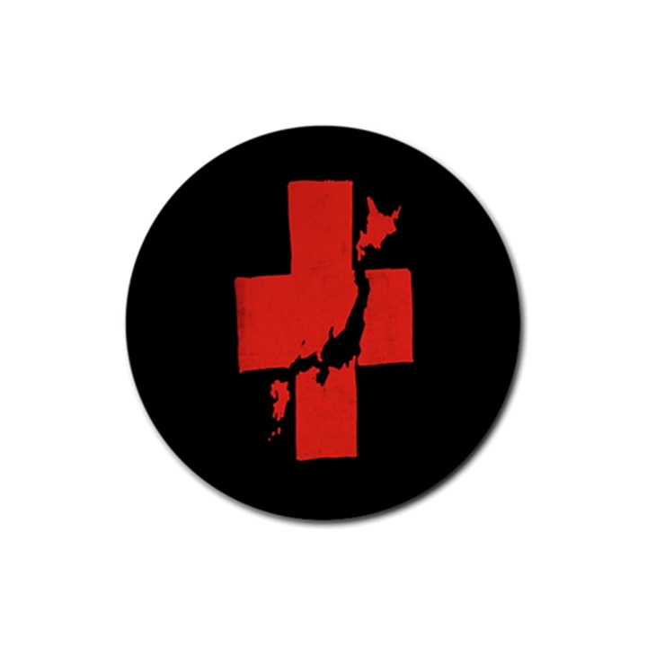 Sign Health Red Black Rubber Coaster (Round) 