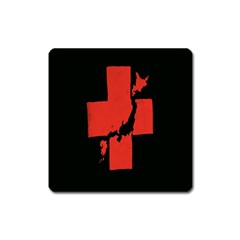 Sign Health Red Black Square Magnet by Mariart