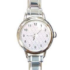 Seamless Horizontal Modern Stylish Repeating Geometric Shapes Rose Quartz Round Italian Charm Watch