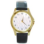 Seamless Horizontal Modern Stylish Repeating Geometric Shapes Rose Quartz Round Gold Metal Watch Front