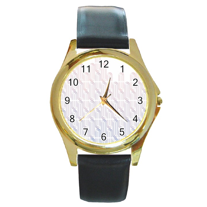 Seamless Horizontal Modern Stylish Repeating Geometric Shapes Rose Quartz Round Gold Metal Watch