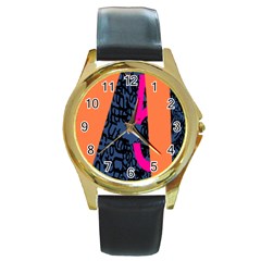 Recursive Reality Number Round Gold Metal Watch by Mariart