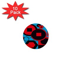 Stancilm Circle Round Plaid Triangle Red Blue Black 1  Mini Buttons (10 Pack)  by Mariart