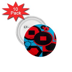 Stancilm Circle Round Plaid Triangle Red Blue Black 1 75  Buttons (10 Pack)