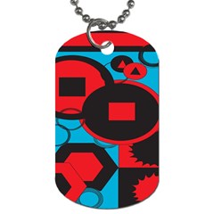 Stancilm Circle Round Plaid Triangle Red Blue Black Dog Tag (one Side) by Mariart