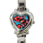 Stancilm Circle Round Plaid Triangle Red Blue Black Heart Italian Charm Watch Front